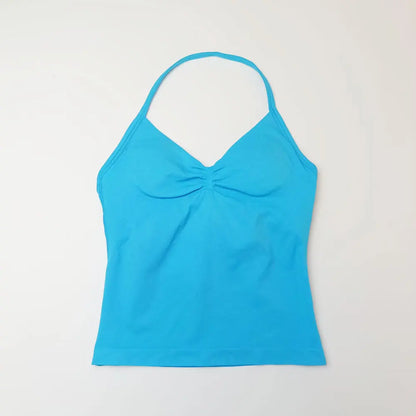 NCLAGEN Impact Longline Strappy Top Sports Yoga Vest Women's Fitness Tank Top Gym Beautiful Open Back Bra Running Workout Halter